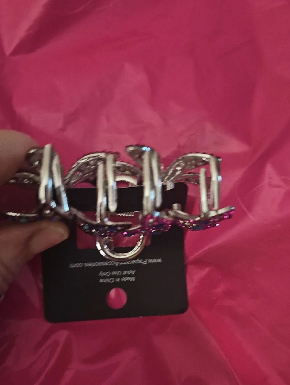 paparazzi Pink and Silver Floral Rhinestone Hair Claw Set